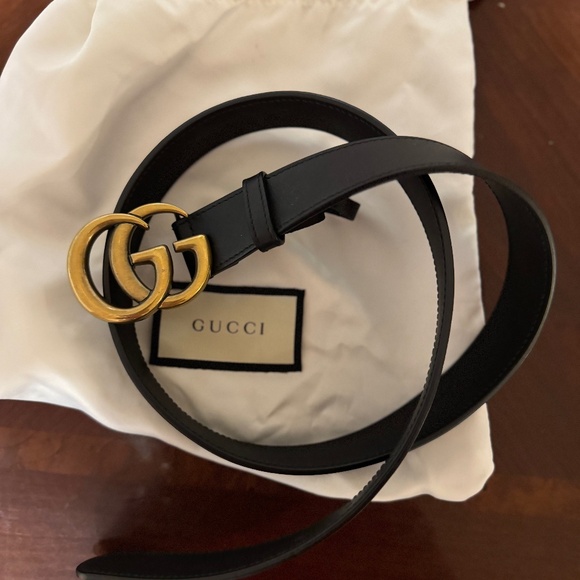 Gucci Double G Marmont leather belt 1 inch W 36 inch L - Picture 1 of 5